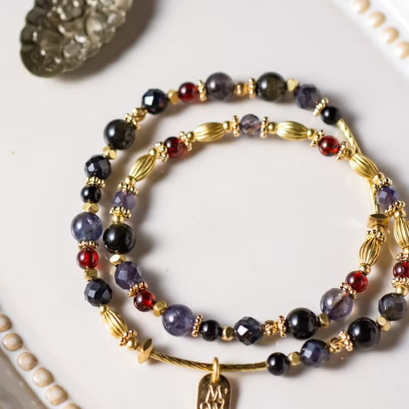 魔女的掃帚 // C1307堇青石金曜石雙圈手鍊