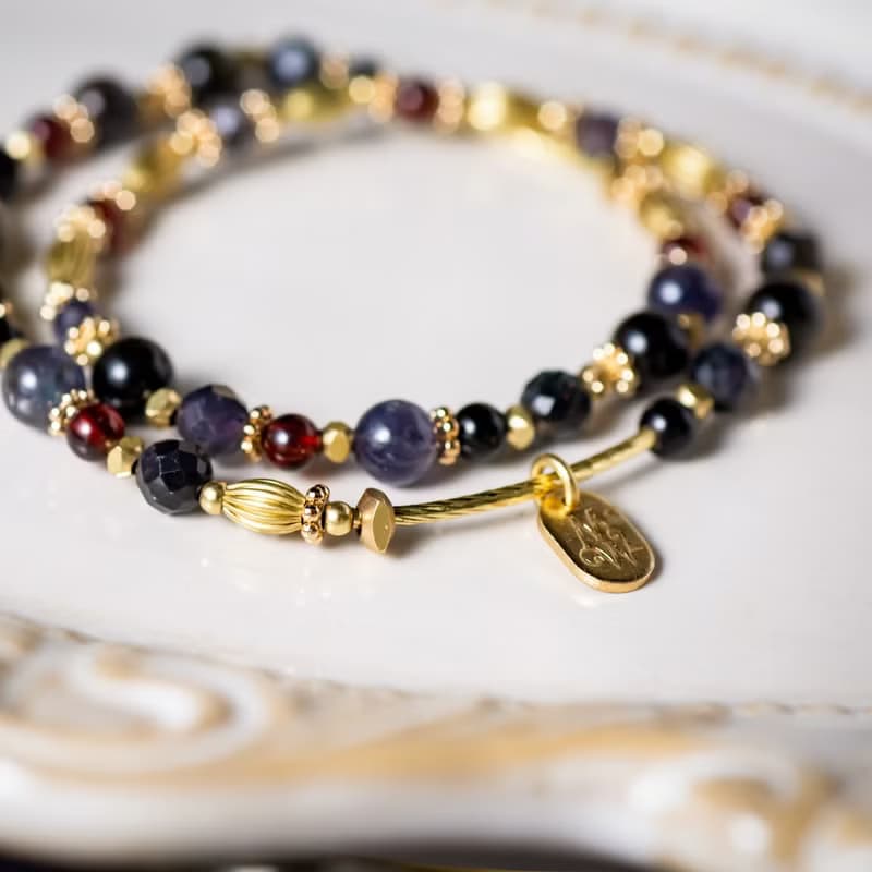 魔女的掃帚 // C1307堇青石金曜石雙圈手鍊