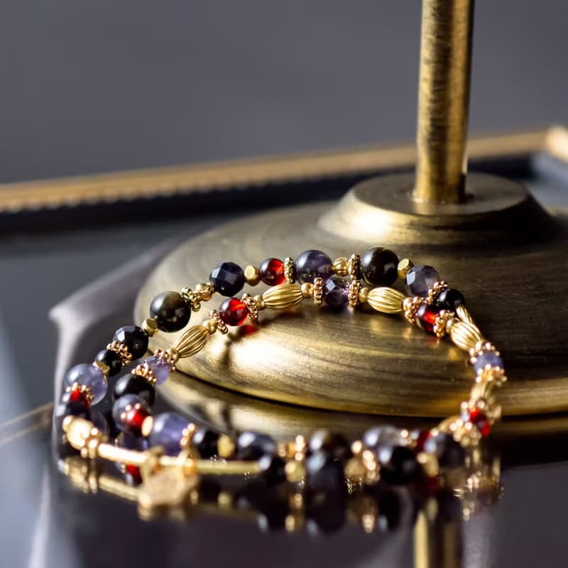 魔女的掃帚 // C1307堇青石金曜石雙圈手鍊