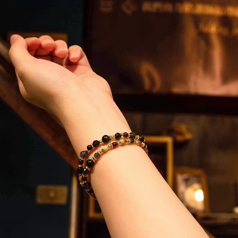 魔女的掃帚 // C1307堇青石金曜石雙圈手鍊