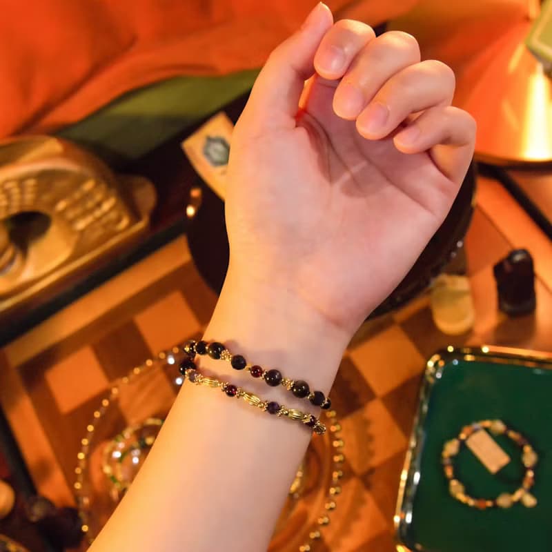 魔女的掃帚 // C1307堇青石金曜石雙圈手鍊