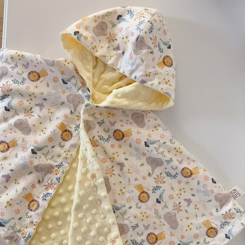 獅子Zoo 嬰幼兒手工保暖雙面斗篷 嬰兒禮物