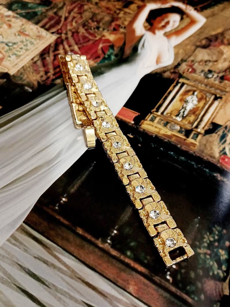 vintage jewelry   古典方形鑲萊茵手鍊