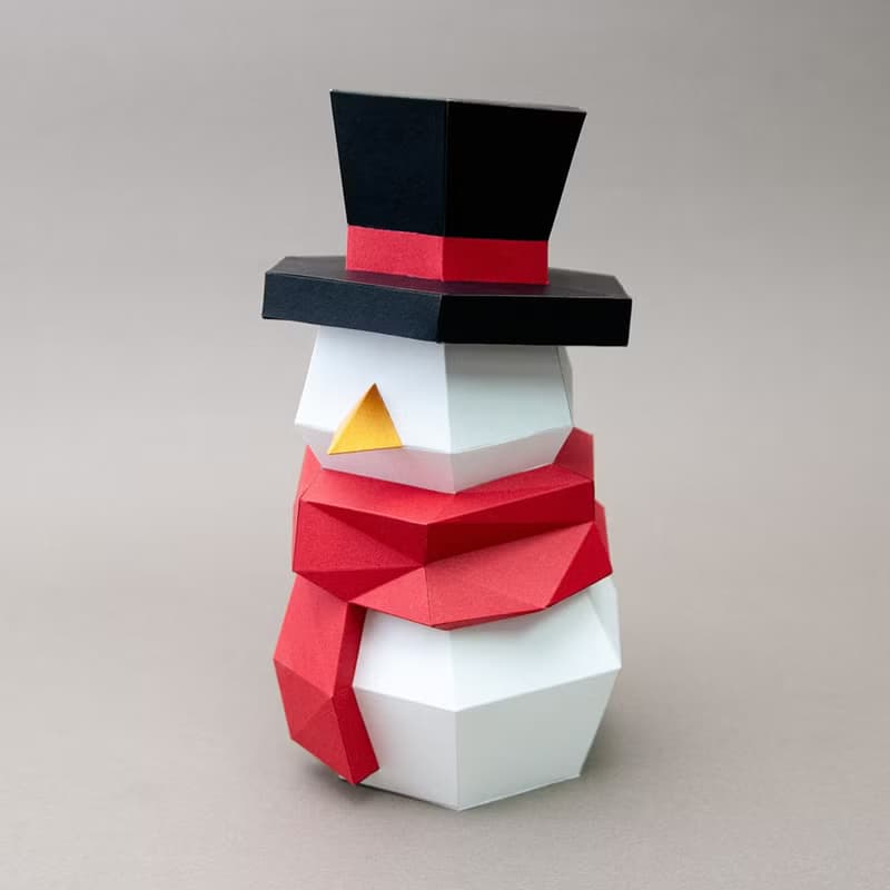 DIY手作3D紙模型擺飾 聖誕節/節慶系列 - 高筒帽雪人