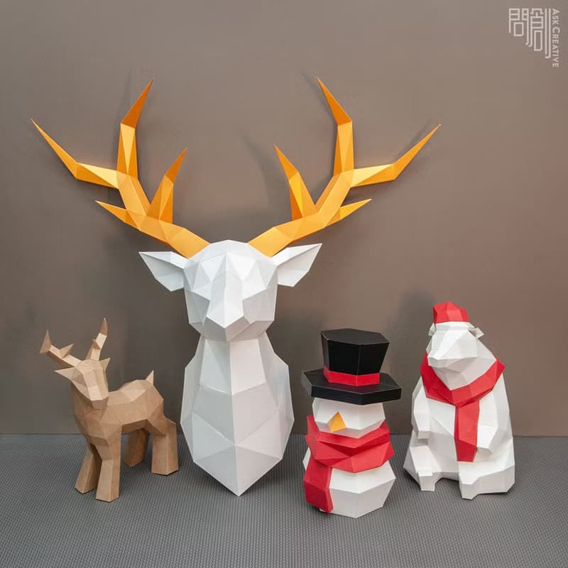 DIY手作3D紙模型擺飾 聖誕節/節慶系列 - 高筒帽雪人