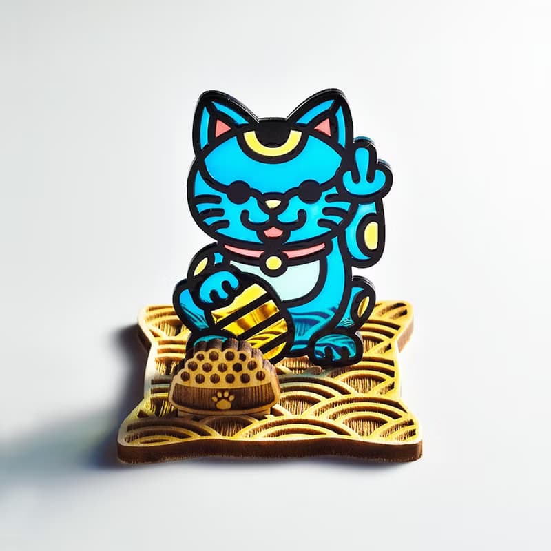 招福貓 招財貓 中指貓 座台式  l 龍年 福貼 揮春 春聯 招財