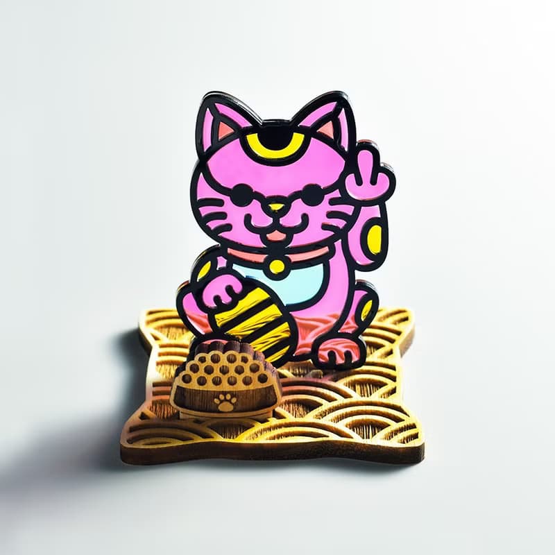 招福貓 招財貓 中指貓 座台式  l 龍年 福貼 揮春 春聯 招財