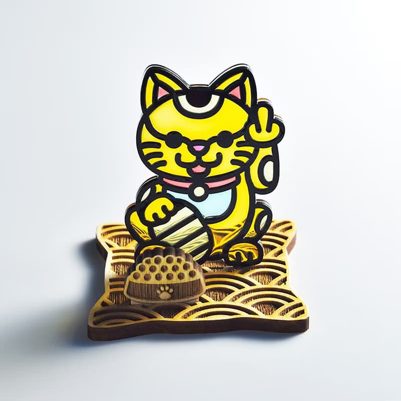 招福貓 招財貓 中指貓 座台式  l 龍年 福貼 揮春 春聯 招財