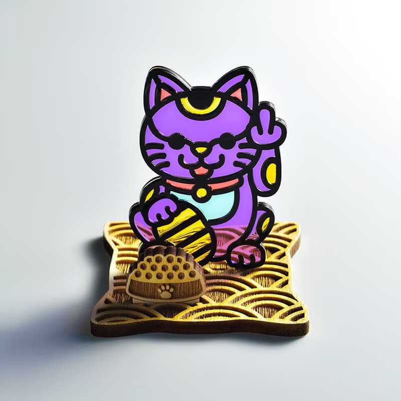 招福貓 招財貓 中指貓 座台式  l 龍年 福貼 揮春 春聯 招財