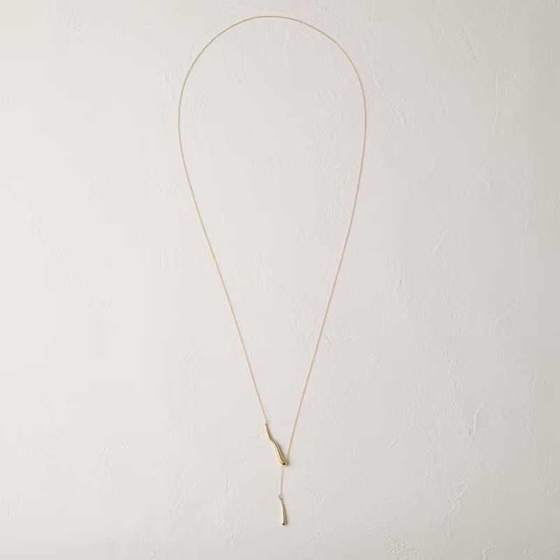 pendulum-drip necklace GD ニッケルフリー スムースラリエットネックレス 長さが自由に変えられるロングネックレス　ゴールド