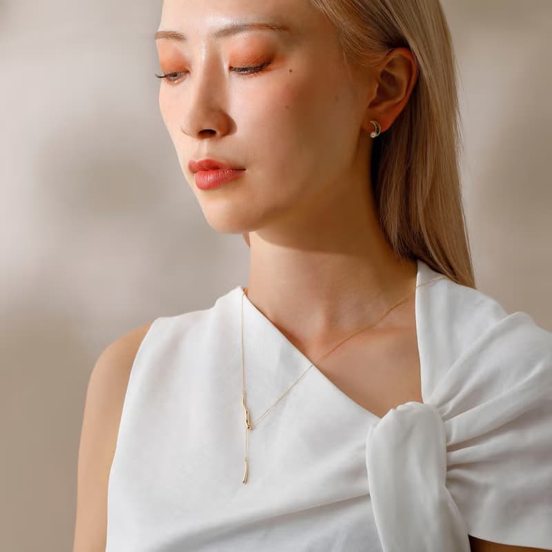 pendulum-drip necklace GD ニッケルフリー スムースラリエットネックレス 長さが自由に変えられるロングネックレス　ゴールド