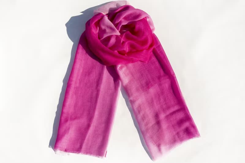 喀什米爾Cashmere/羊絨圍巾/純羊毛圍巾披巾/戒指絨披肩-桃紅漸層