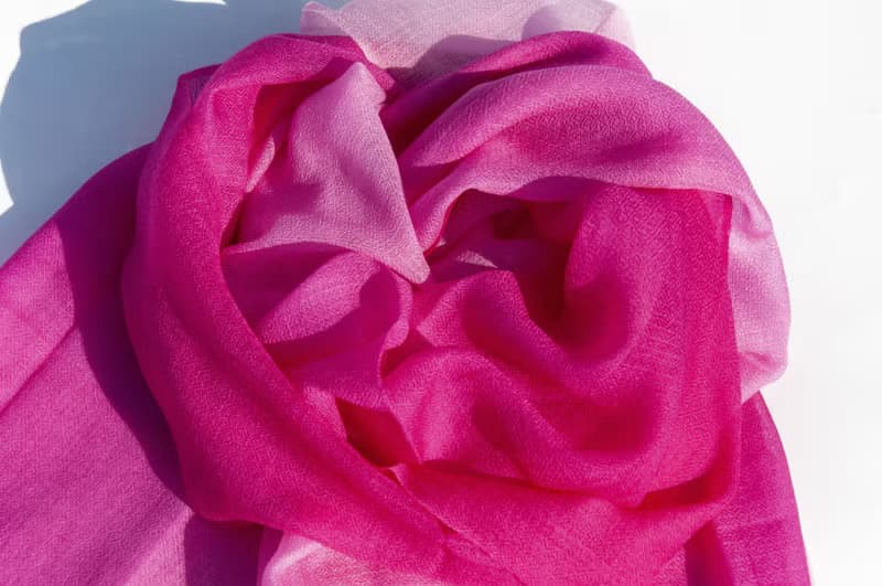 喀什米爾Cashmere/羊絨圍巾/純羊毛圍巾披巾/戒指絨披肩-桃紅漸層