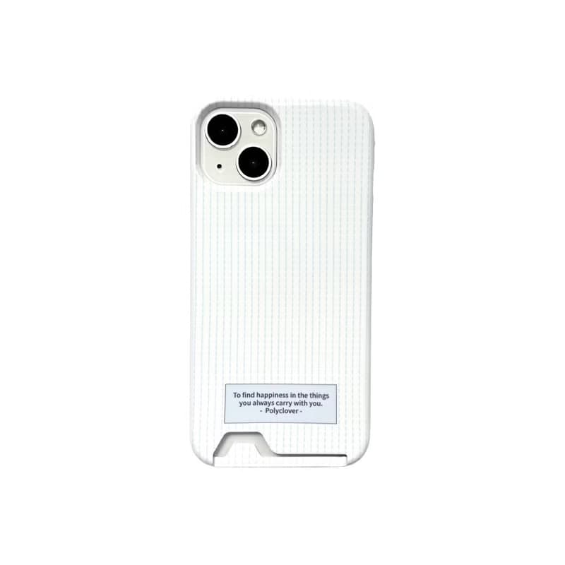 white dotted line card storage phone case