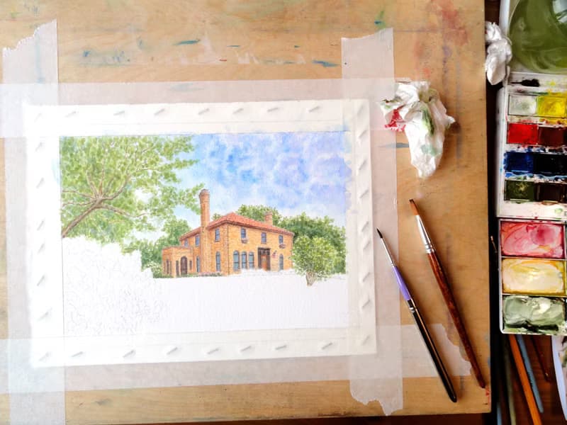 Custom House Portrait Original Art Watercolor Made To Order by NataDuArt
