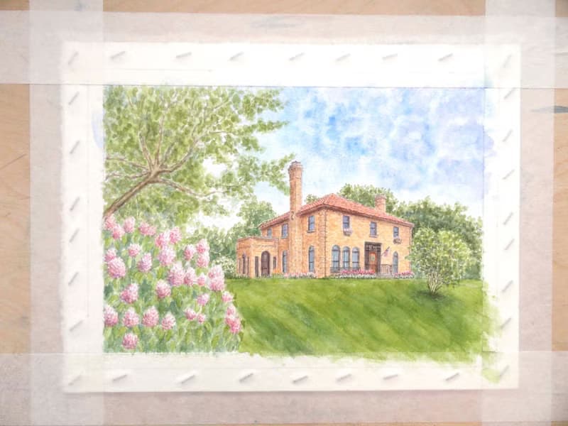 Custom House Portrait Original Art Watercolor Made To Order by NataDuArt