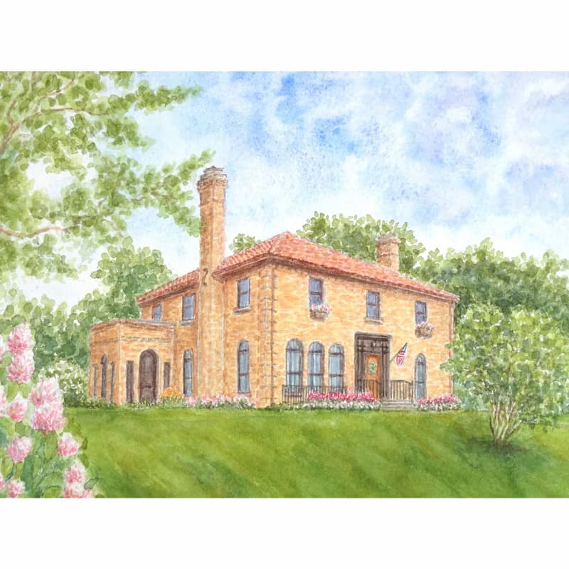 Custom House Portrait Original Art Watercolor Made To Order by NataDuArt
