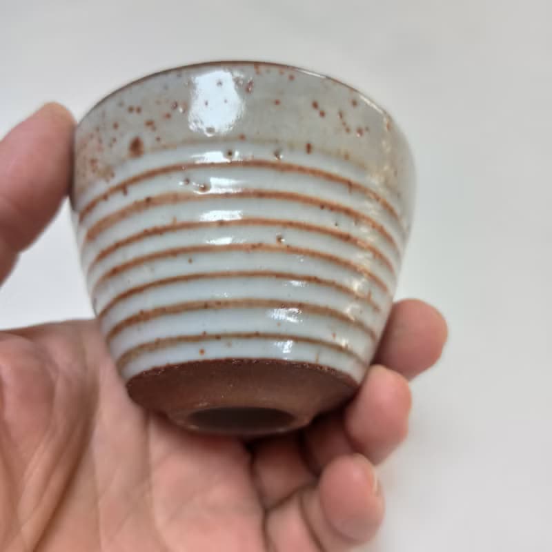 志野釉豬口杯瓦斯窯還原燒