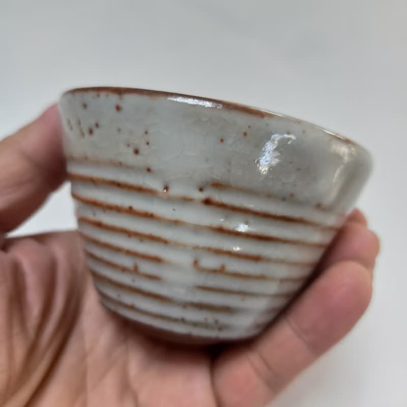 志野釉豬口杯瓦斯窯還原燒