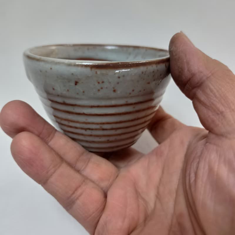 志野釉豬口杯瓦斯窯還原燒