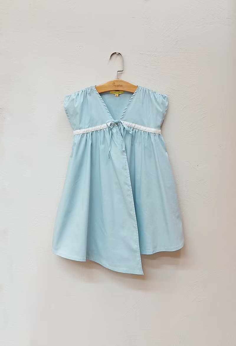 渡假無袖綁帶洋裝(藍/4A-10A)