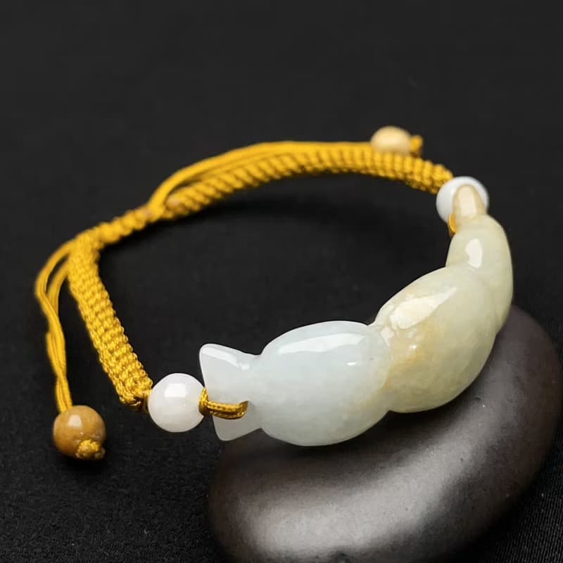 飄黃翡翠蓮藕編織手鍊 | 天然緬甸玉翡翠A貨 | 送禮