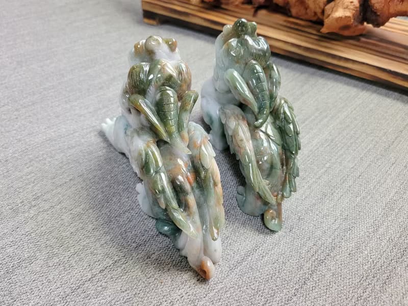 【純翠】天然翡翠 極美五彩大師精雕霸總飛天招財貔貅一對 附台證