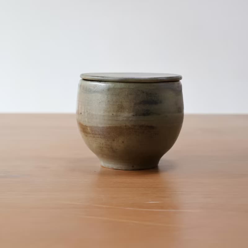 碧玉 柴燒陶手工附蓋馬克杯 咖啡杯
