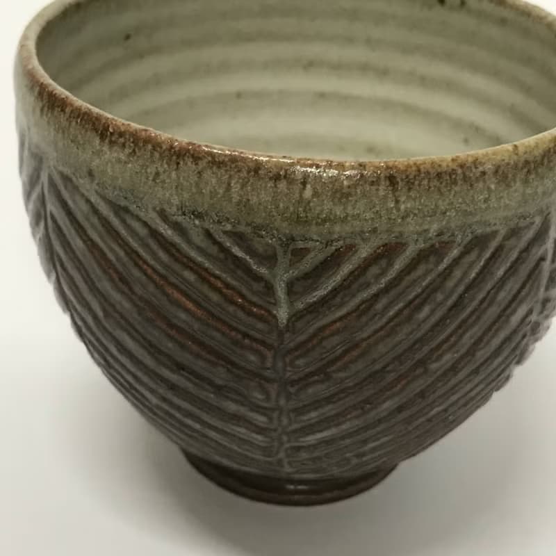 曾永鴻  葉紋灰釉茶杯