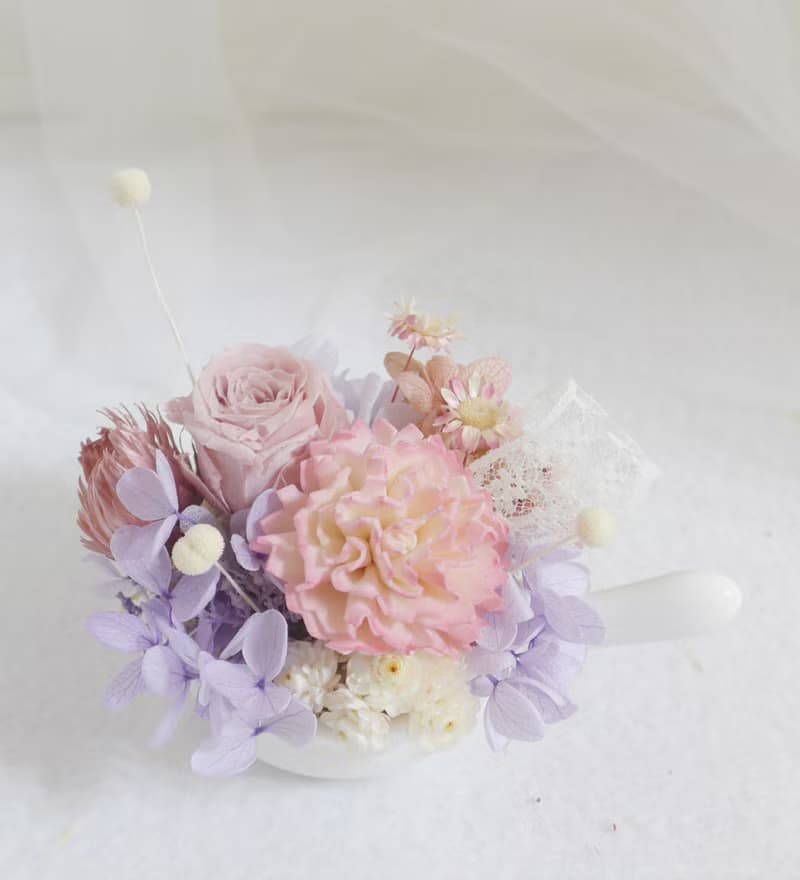 一起過生日莫蘭迪粉康乃馨 結婚捧花永生乾燥花情人節畢業花束七