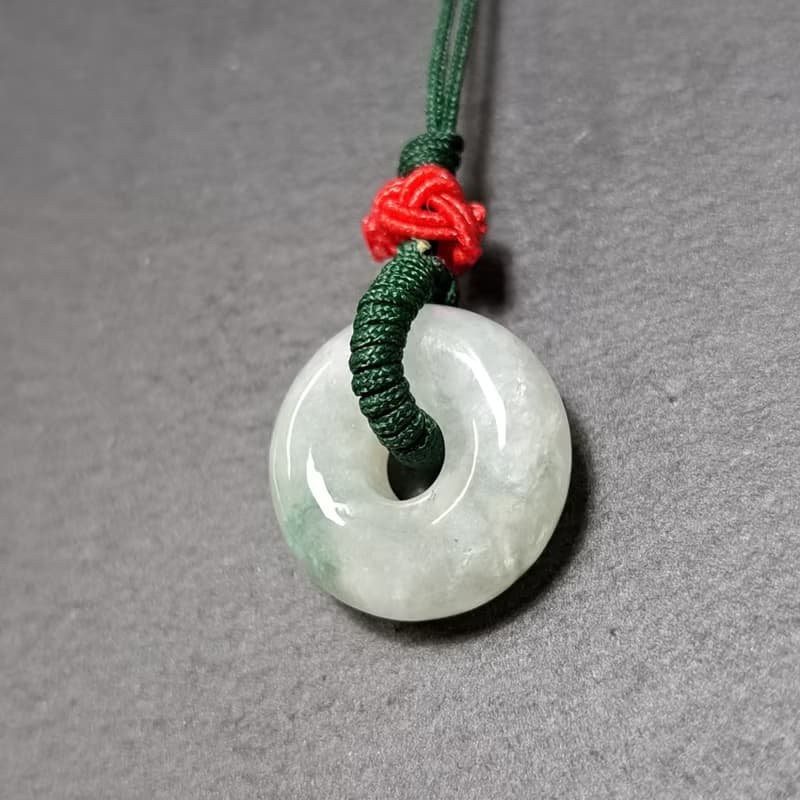 【願平安】冰種飄花翡翠平安扣項鍊 | 天然緬甸玉翡翠A貨 | 送禮
