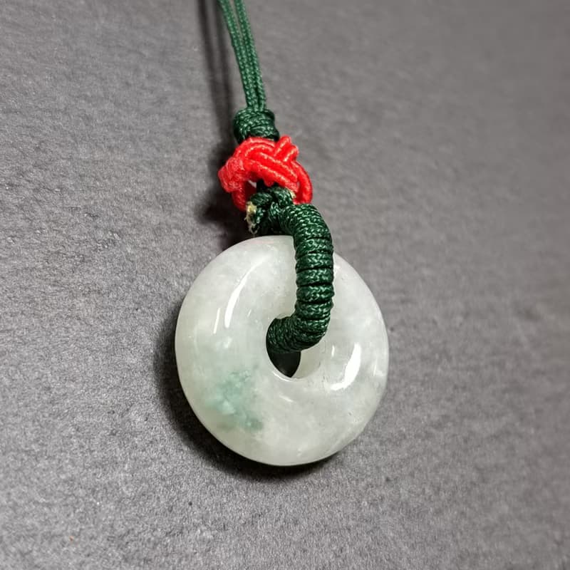 【願平安】冰種飄花翡翠平安扣項鍊 | 天然緬甸玉翡翠A貨 | 送禮