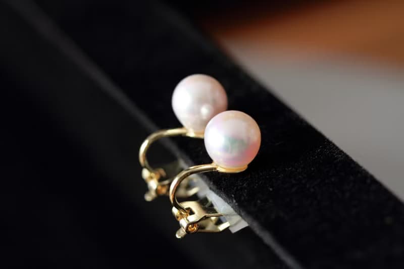 一粒あこや真珠イヤリング 無調色 セミラウンド Akoya Pearl Clip-on Earrings