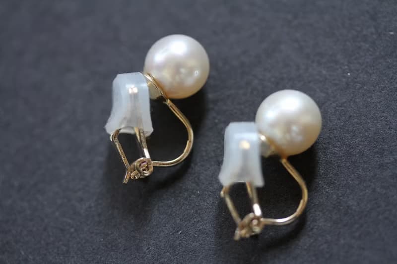 一粒あこや真珠イヤリング 無調色 セミラウンド Akoya Pearl Clip-on Earrings