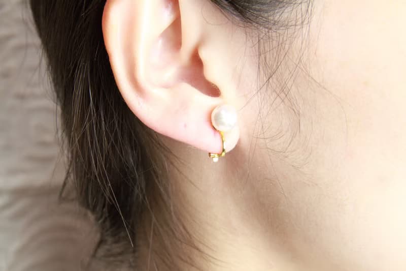 一粒あこや真珠イヤリング 無調色 セミラウンド Akoya Pearl Clip-on Earrings