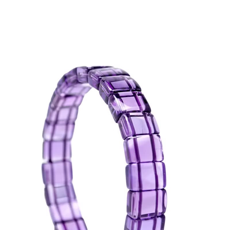 【正佳珠寶】紫水晶 冰種方牌紫晶手排 7x10mm 紫水晶手排