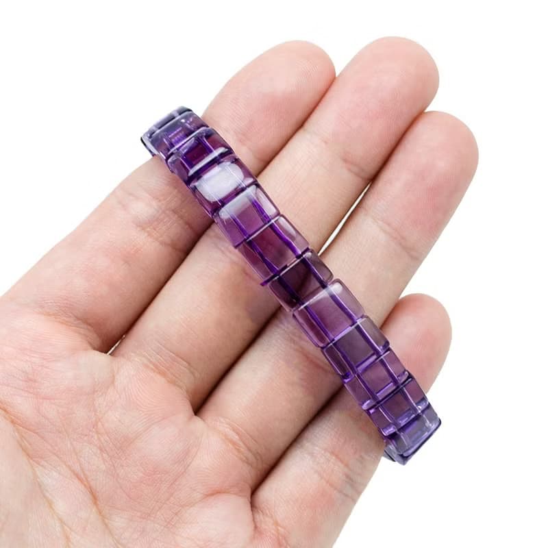 【正佳珠寶】紫水晶 冰種方牌紫晶手排 7x10mm 紫水晶手排