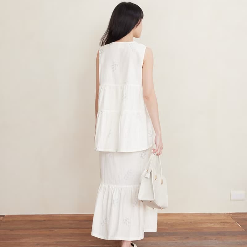 會呼吸∣UMORFIL調溫透氣二重紗水波花卉排釦背心-共2色