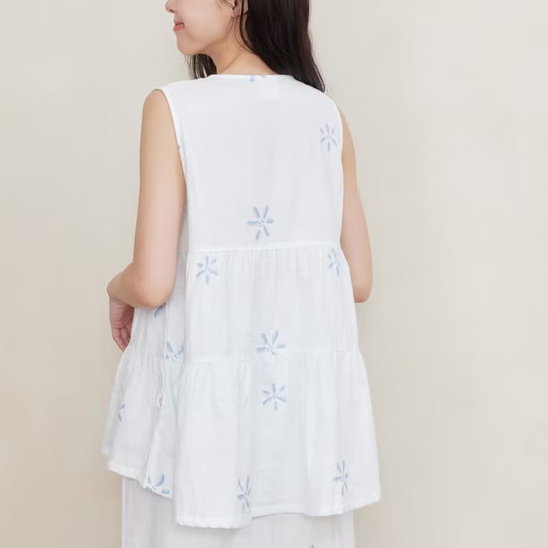 會呼吸∣UMORFIL調溫透氣二重紗水波花卉排釦背心-共2色