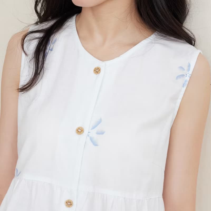 會呼吸∣UMORFIL調溫透氣二重紗水波花卉排釦背心-共2色