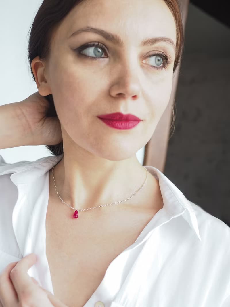 Pink Spinel Teardrop Necklace, 925 Silver, Capricorn Crystal, Mother's Day Gift