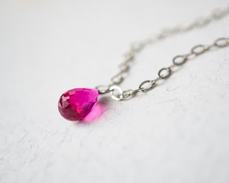 Pink Spinel Teardrop Necklace, 925 Silver, Capricorn Crystal, Mother's Day Gift