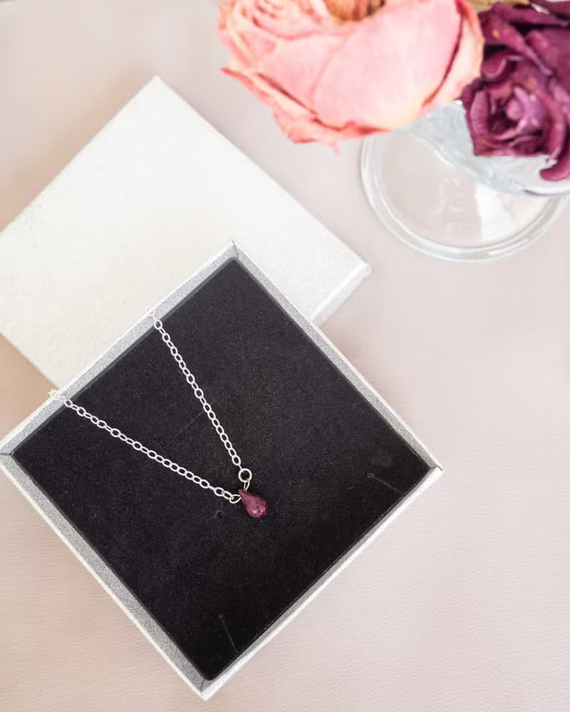 Pink Spinel Teardrop Necklace, 925 Silver, Capricorn Crystal, Mother's Day Gift