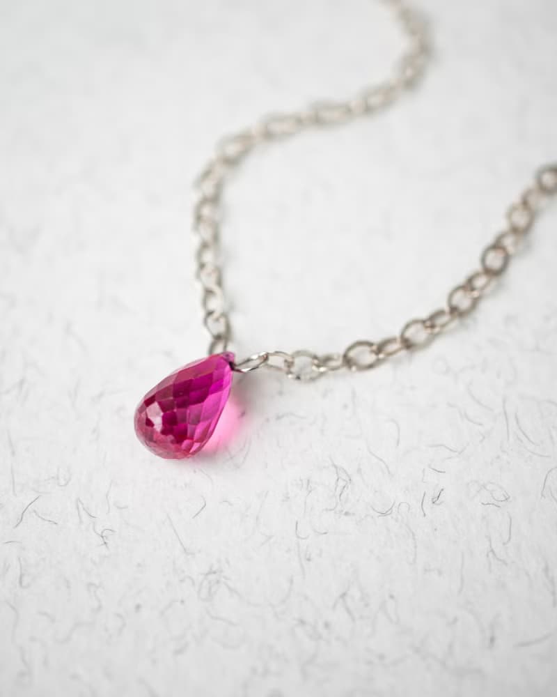 Pink Spinel Teardrop Necklace, 925 Silver, Capricorn Crystal, Mother's Day Gift