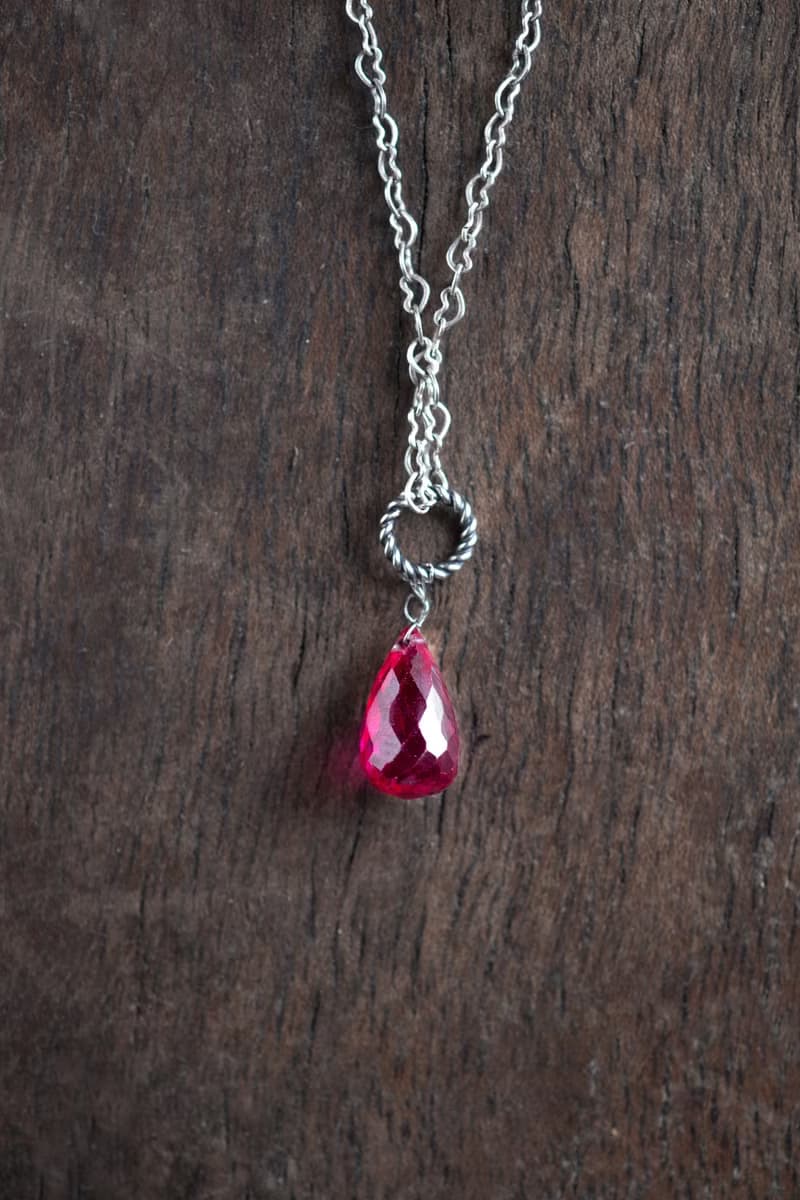 Pink Spinel Teardrop Necklace, 925 Silver, Capricorn Crystal, Mother's Day Gift