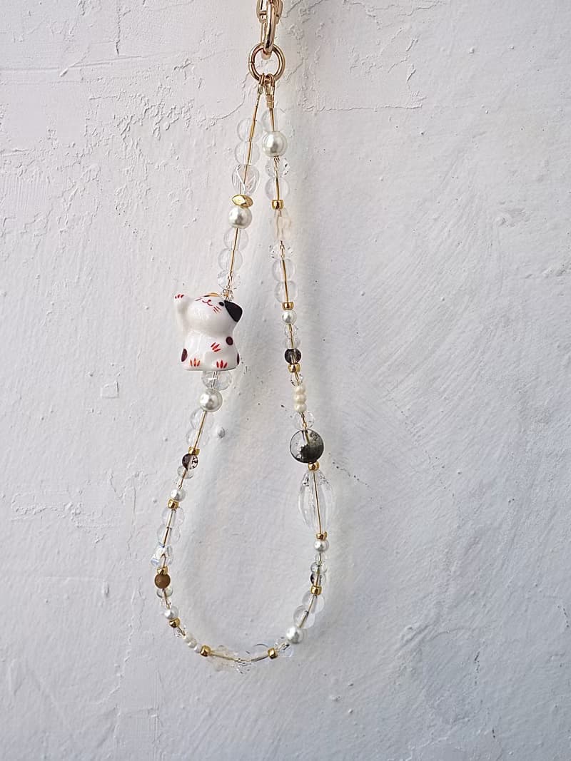 招手款胖墩墩  招財貓 事業運 綠幽靈 手機掛飾  附連接墊片