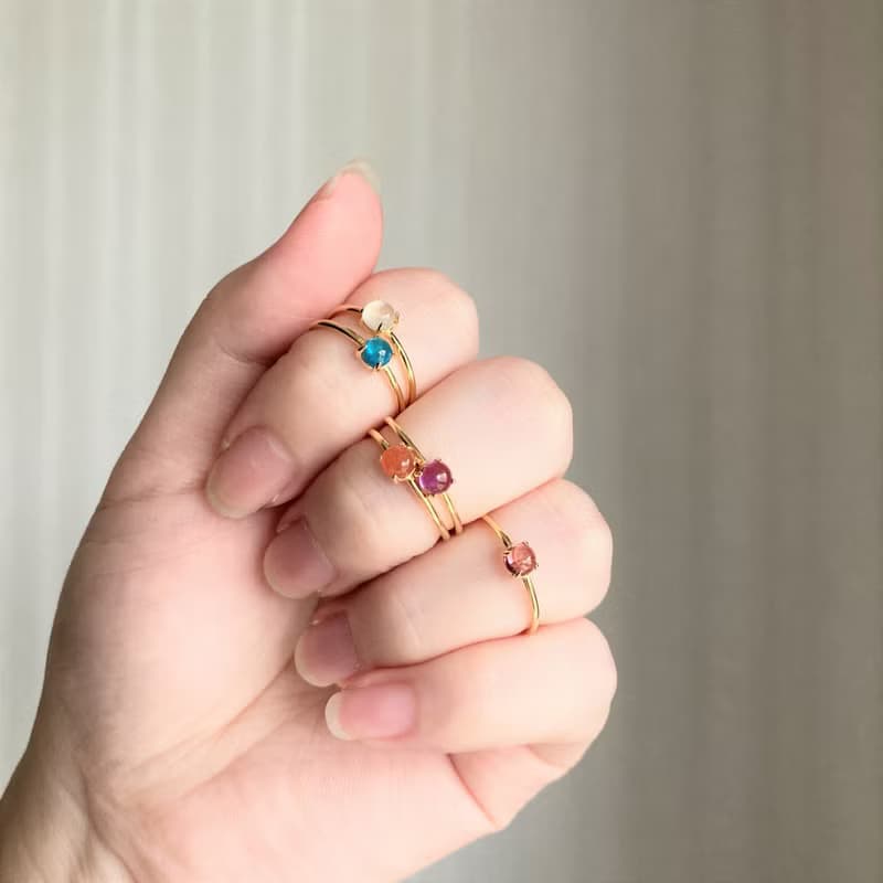 18kgp+SV925 高等級 天然藍磷灰石 迷你寶石戒