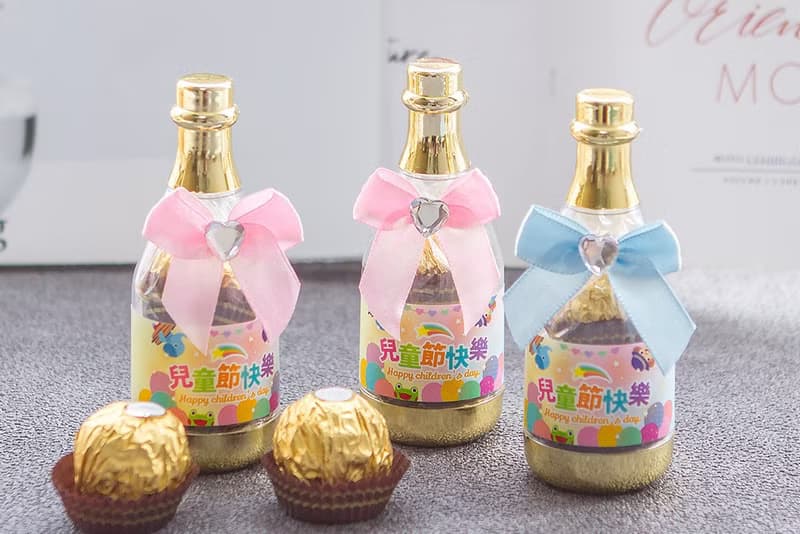 兒童節禮物贈品 兒童節快樂 香檳糖果瓶(金莎2顆入)