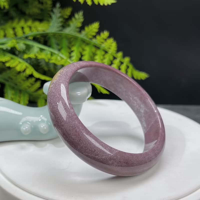 海洋碧玉手镯 58MM 老料高瓷天眼 香芋紫 玉髓手環 靈感創意護佑