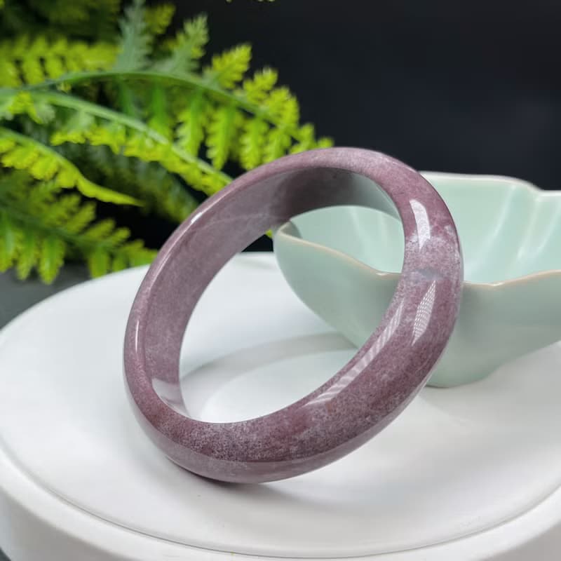 海洋碧玉手镯 58MM 老料高瓷天眼 香芋紫 玉髓手環 靈感創意護佑